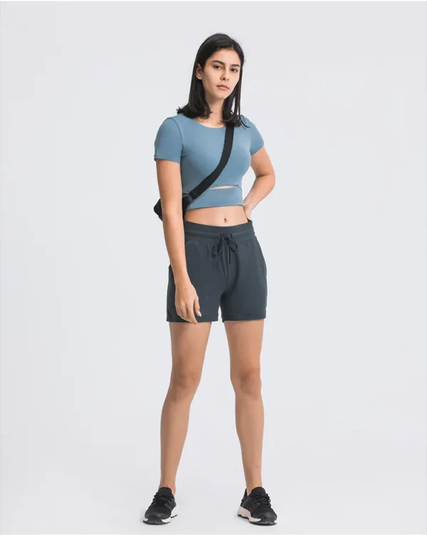 Flowing YOGA Outfits Gym Womens Clothing Shorts Leggings Outdoor Jogging Yoga Fitness Sport Cycling Shorts High Waist Breathable Sportswear - Image 4