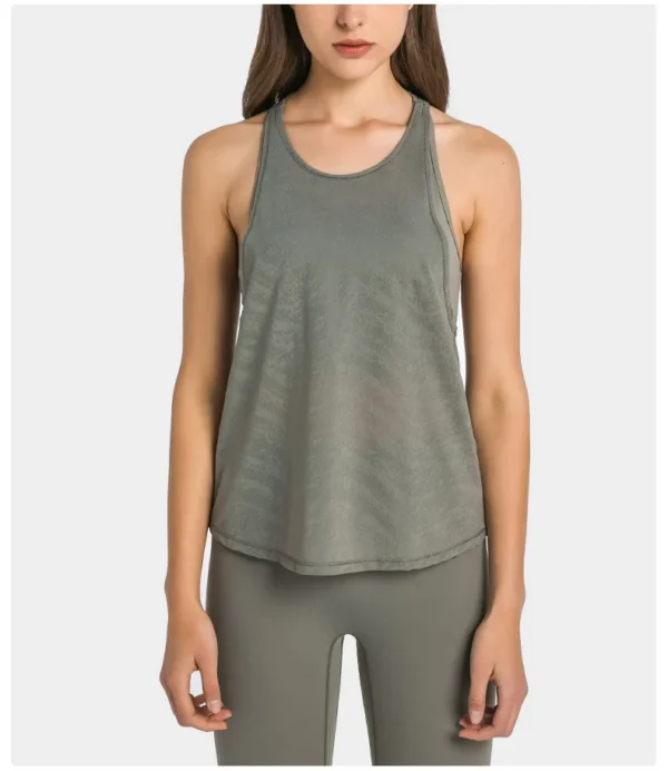 Flowing YOGA Outfits Womens Clothing Yoga Tank Top Gym Sports Top Underwear Bra Outdoor Jogging Fitness Jacquard Fabric Crop Leisure Blouse Vest - Image 6
