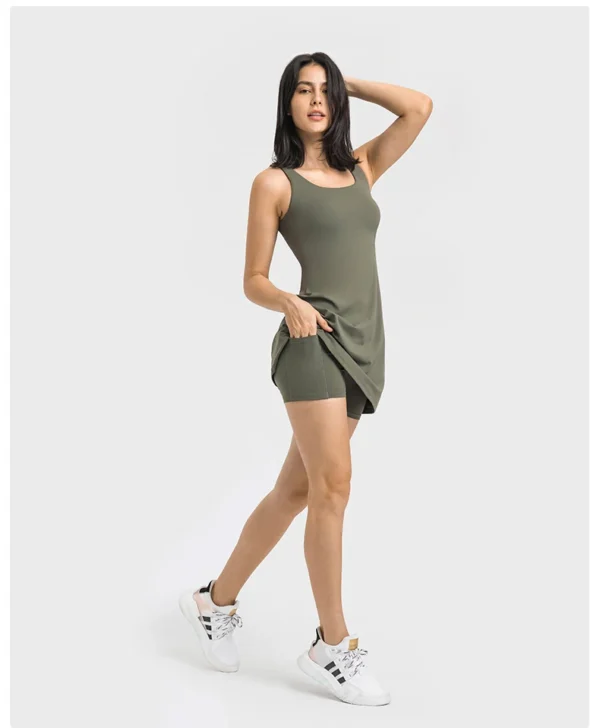 Flowing YOGA Outfits Women's Skirt Tennis Gym Yoga Fitness Pleated Golf Wear Women's Golf Clothing Outdoor Leisure Sport Elastic Chest Pad Skirt - Image 2