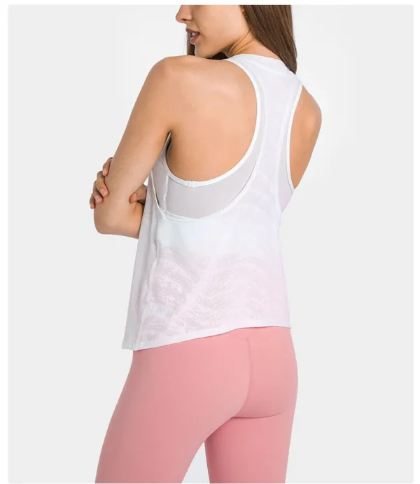 Flowing YOGA Outfits Womens Clothing Yoga Tank Top Gym Sports Top Underwear Bra Outdoor Jogging Fitness Jacquard Fabric Crop Leisure Blouse Vest - Image 3