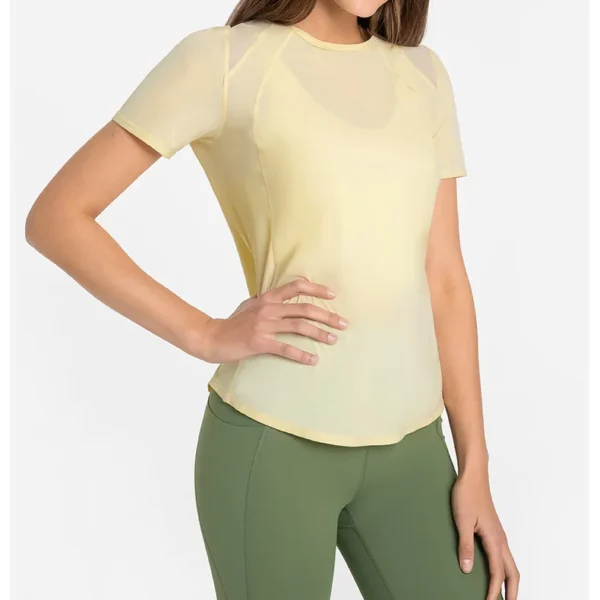 Top Women Sport Crop T-shirt Flowing Yoga Gym Shirts Women's Short Sleeve Top Outdoor Jogging Fitness Breathable Quick Drying Sportswear