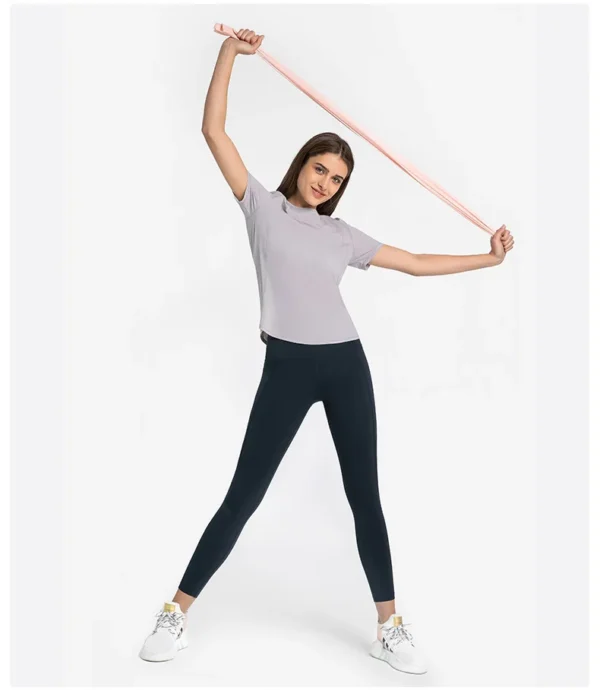 Top Women Sport Crop T-shirt Flowing Yoga Gym Shirts Women's Short Sleeve Top Outdoor Jogging Fitness Breathable Quick Drying Sportswear - Image 2