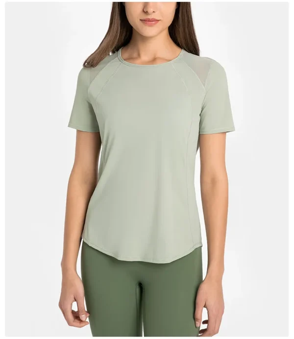 Top Women Sport Crop T-shirt Flowing Yoga Gym Shirts Women's Short Sleeve Top Outdoor Jogging Fitness Breathable Quick Drying Sportswear - Image 5