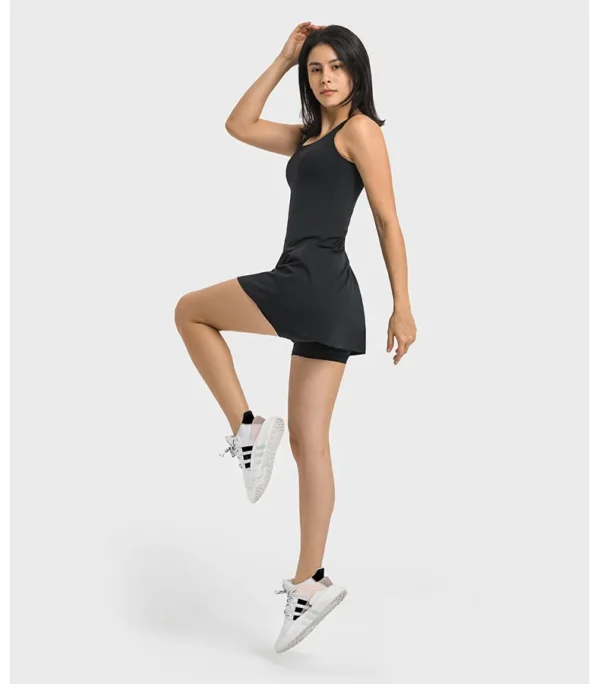 Flowing YOGA Outfits Women's Skirt Tennis Gym Yoga Fitness Pleated Golf Wear Women's Golf Clothing Outdoor Leisure Sport Elastic Chest Pad Skirt - Image 6