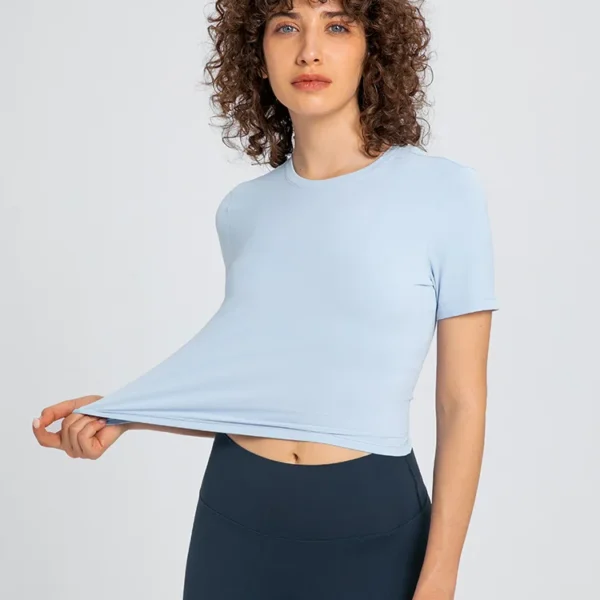 Flowing YOGA Outfits Top Women Gym Shirts Women's Short Sleeve Top Yoga Fitness Sport Crop T-shirt Sportswear Outdoor Leisure Womens Clothing