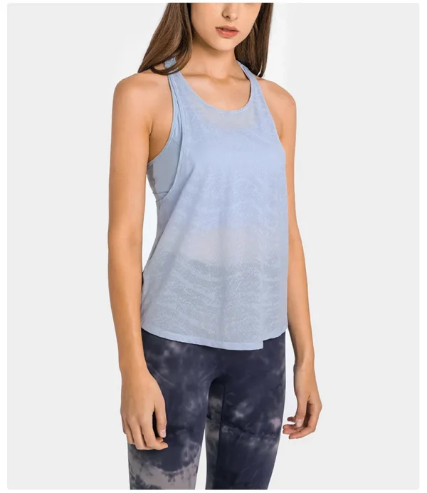 Flowing YOGA Outfits Womens Clothing Yoga Tank Top Gym Sports Top Underwear Bra Outdoor Jogging Fitness Jacquard Fabric Crop Leisure Blouse Vest