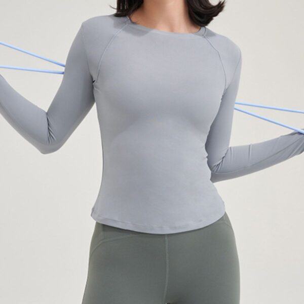 Yoga Women Quick Dry Long Sleeve Top Autumn And Winter Wear Fitness Running Sports Pilates - Image 3