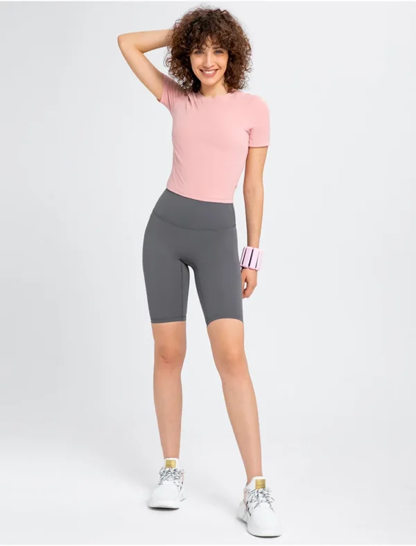 Flowing YOGA Outfits Top Women Gym Shirts Women's Short Sleeve Top Yoga Fitness Sport Crop T-shirt Sportswear Outdoor Leisure Womens Clothing - Image 4