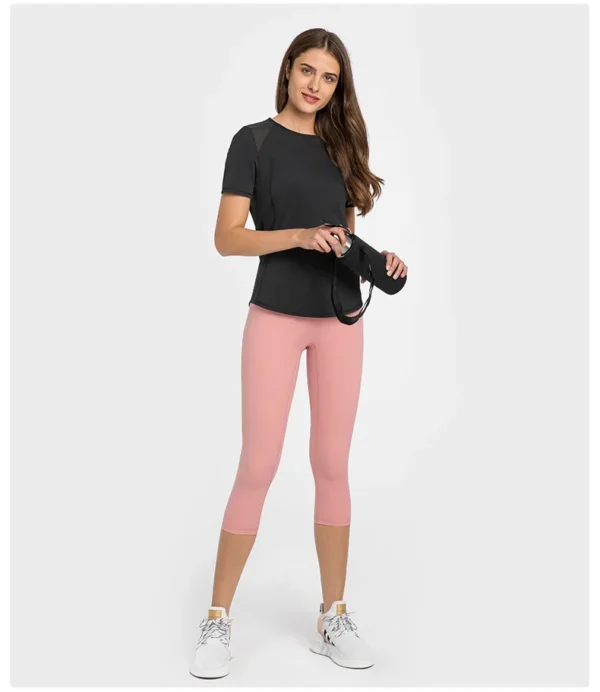 Top Women Sport Crop T-shirt Flowing Yoga Gym Shirts Women's Short Sleeve Top Outdoor Jogging Fitness Breathable Quick Drying Sportswear - Image 6
