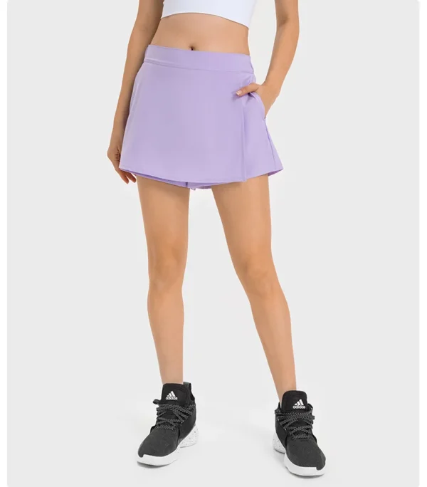 Flowing YOGA Outfits Gym Leggings Shorts Tennis Skirt Yoga Sport Fitness Women Clothing Cycling Shorts Multiple Pockets Pleated Skirt with Logo - Image 4