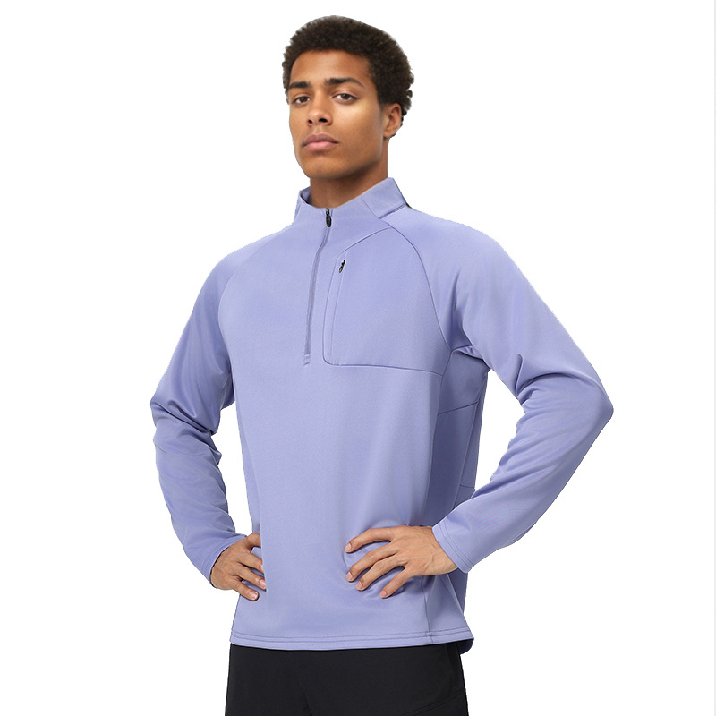 Foreign trade fitness T-shirt long sleeve quick-drying running training suit half zipper slim fit pullover stand collar sports sweatshirt - Image 2