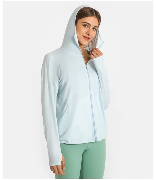 Flowing YOGA Outfits Women's Spring Jacket Breathable Quick Dry Yoga Gym Fitness Sport Top Outdoor Mountaineering Sun Protection Clothing Coat - Image 2
