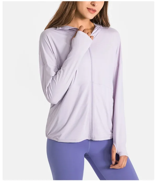 Flowing YOGA Outfits Women's Spring Jacket Breathable Quick Dry Yoga Gym Fitness Sport Top Outdoor Mountaineering Sun Protection Clothing Coat - Image 5
