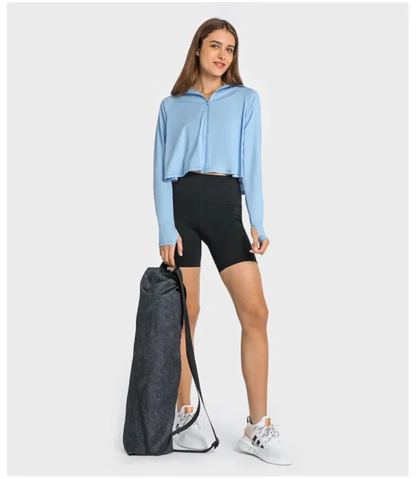 Flowing YOGA Outfits Yoga Fitness Jackets Windbreak Breathable Quick Dry Sports and Leisure Outdoor Sun Protection Clothing Hooded Women Jacket - Image 3