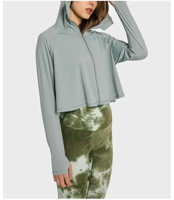 Flowing YOGA Outfits Yoga Fitness Jackets Windbreak Breathable Quick Dry Sports and Leisure Outdoor Sun Protection Clothing Hooded Women Jacket - Image 4