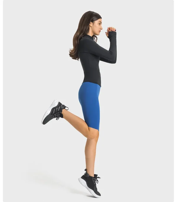 Flowing YOGA Outfits Women's Long Sleeve Top Gym Shirts Yoga Fitness Sport Womens Clothing Sportswear Half Zip Elastic Force Blouse Jacket - Image 3