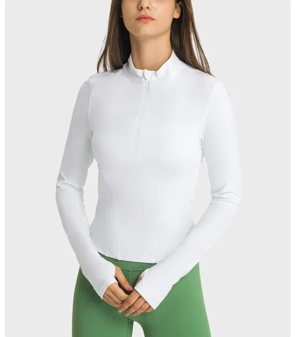 Flowing YOGA Outfits Women's Long Sleeve Top Gym Shirts Yoga Fitness Sport Womens Clothing Sportswear Half Zip Elastic Force Blouse Jacket - Image 6