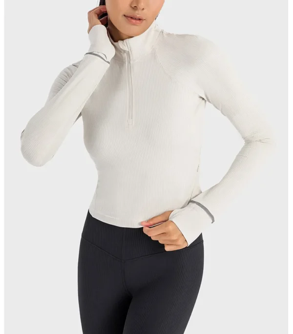 Flowing YOGA Outfits womens Clothing Gym Top Yoga Sport Outdoor Casual Jogging Crop Top Sportswear Women's Sports Jacket Long Sleeve Sweatshirts - Image 4