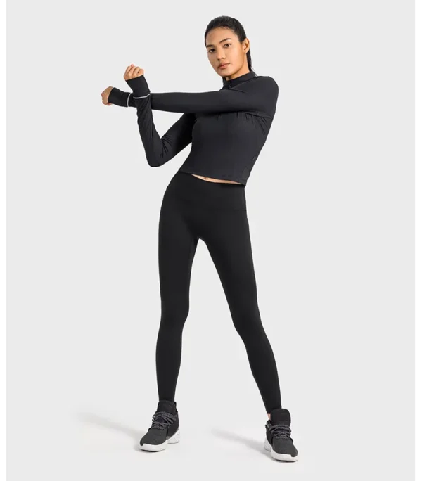 Flowing YOGA Outfits womens Clothing Gym Top Yoga Sport Outdoor Casual Jogging Crop Top Sportswear Women's Sports Jacket Long Sleeve Sweatshirts - Image 6