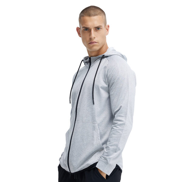 Men's running aerobics jacket hooded cardigan quick-drying jogging suit sweatshirt - Image 3