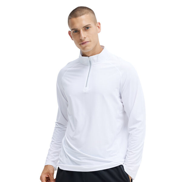 Quick-drying fitness clothes for men, half-zip running clothes, T-shirts, spring and autumn aerobics, long-sleeved, stand-up collar tops - Image 3