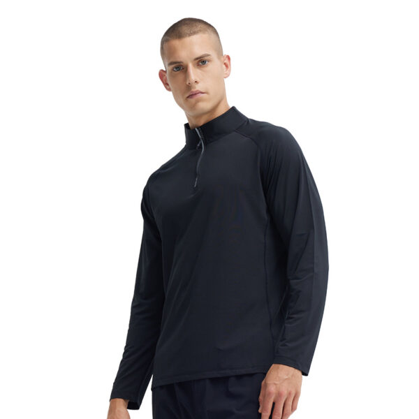 Quick-drying fitness clothes for men, half-zip running clothes, T-shirts, spring and autumn aerobics, long-sleeved, stand-up collar tops - Image 2