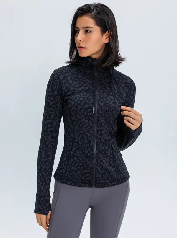 Flowing YOGA Outfits Sport Jackets Winter Coat Sport Jacket Hooded Design Women's Autumn Jacket Slim Stretch Print Zipper Yoga Gym Jogging Outerwear