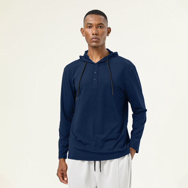 Sports Fitness Men's Sweatshirt Hooded Long Sleeve T-shirt High Elastic Quick Dry Running Pullover Top - Image 2