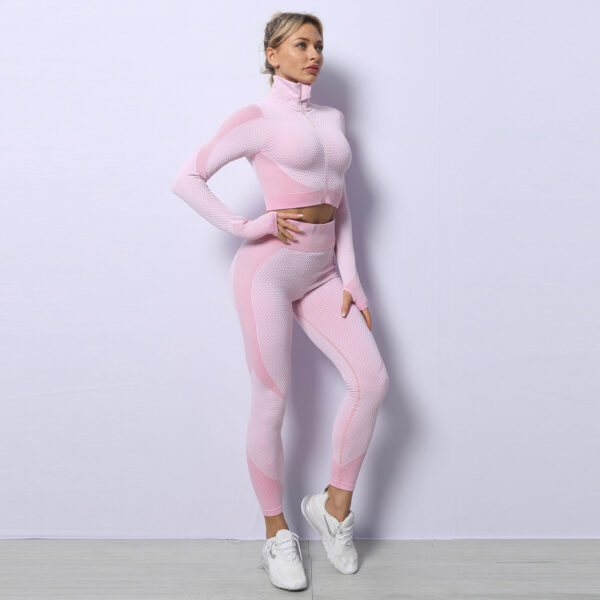 Sports Yoga Suit Fitness Vest Jacket High Waist Yoga Pants Three-piece Set - Image 2