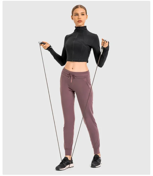 Women's Jacket Outerwear Suit for Fitness Gym Following Yoga Sport Stretch Slim Coat Jackets Stand-up Collar Windproof Zipper Crop Top - Image 5